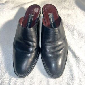 Etienne Aigner Women's Black Leather Slip-On Mules Size 7.5 Casual